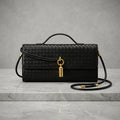 Woven Leatherette Envelope Clutch