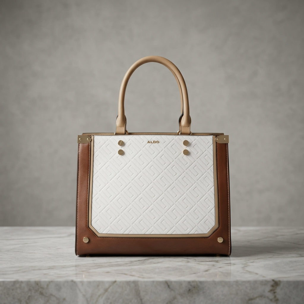 Elegant Geometric Print Structured Handbag
