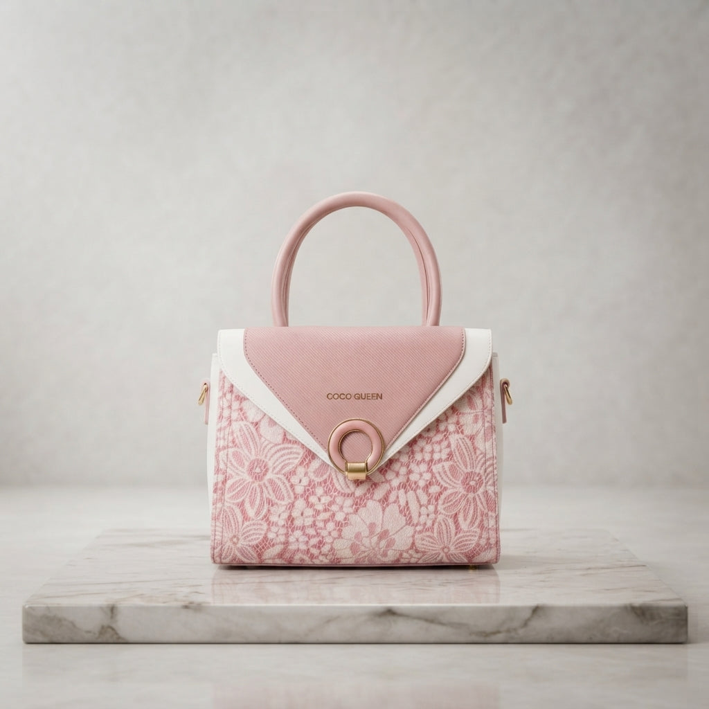 Coco Queen Floral Lace Envelope Flap Handbag with Ring Clasp