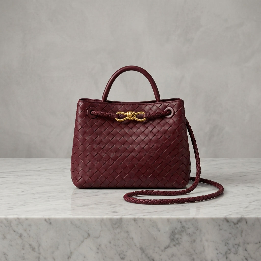 Woven Leatherette Bucket Bag | Convertible Crossbody Purse