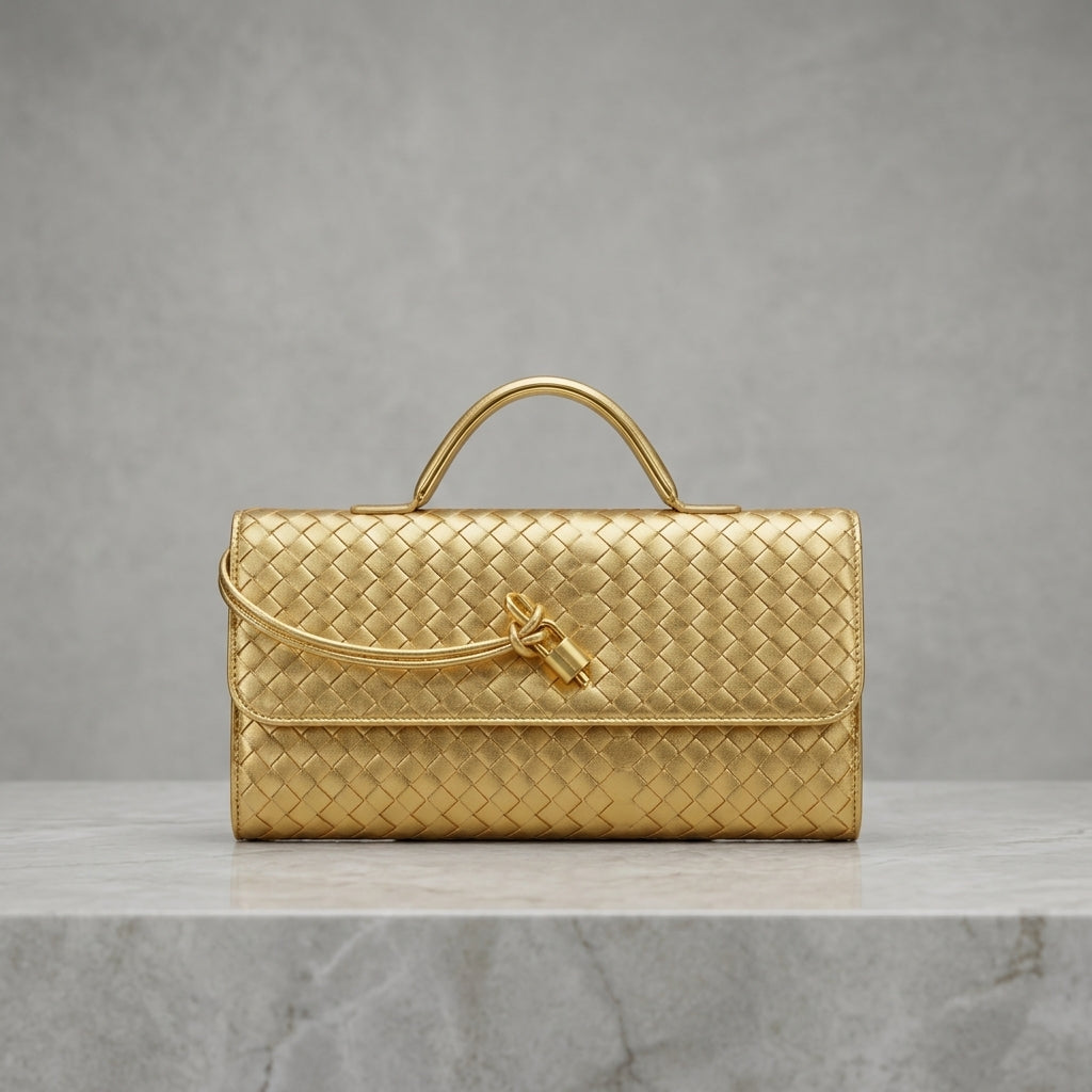 Woven Leatherette Envelope Clutch
