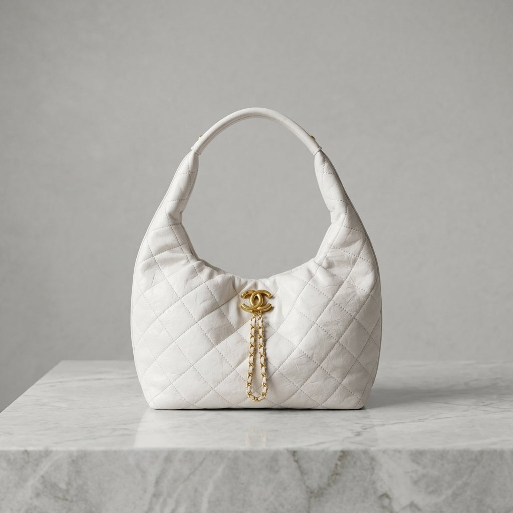 Elegant Quilted Shoulder Bag with Gold Chain Detail