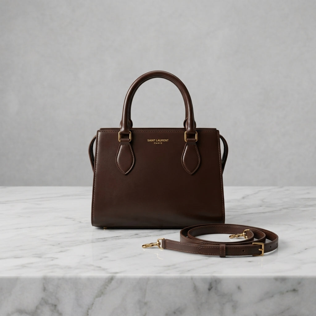 Classic Structured Leatherette Satchel Bag