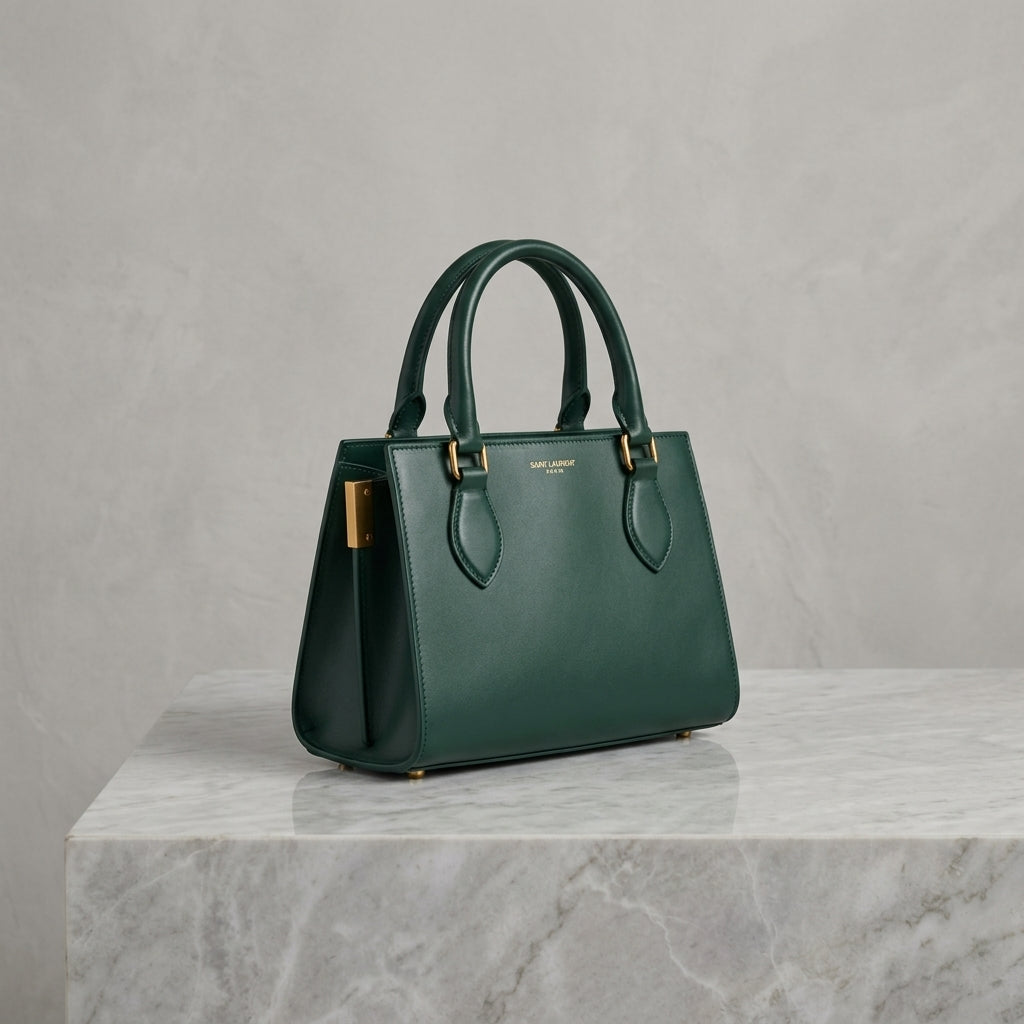 Classic Structured Leatherette Satchel Bag
