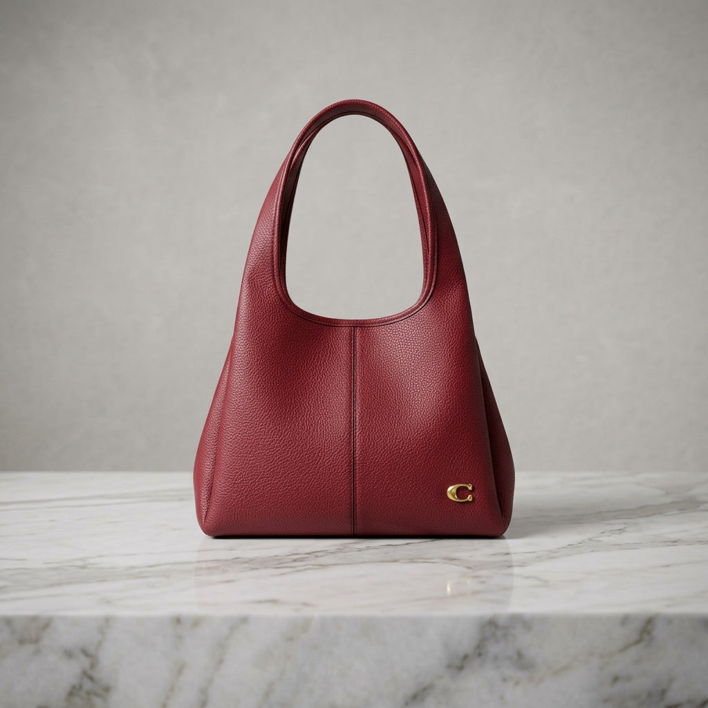 Pebbled Leatherette Hobo Bag | Curved Shoulder Tote Purse