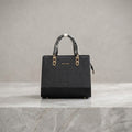 Woven Canvas & Leatherette Executive Structured Tote Bag