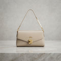 Classic Envelope Shoulder Bag with Pearl Accent & Gold Hardware Clasp