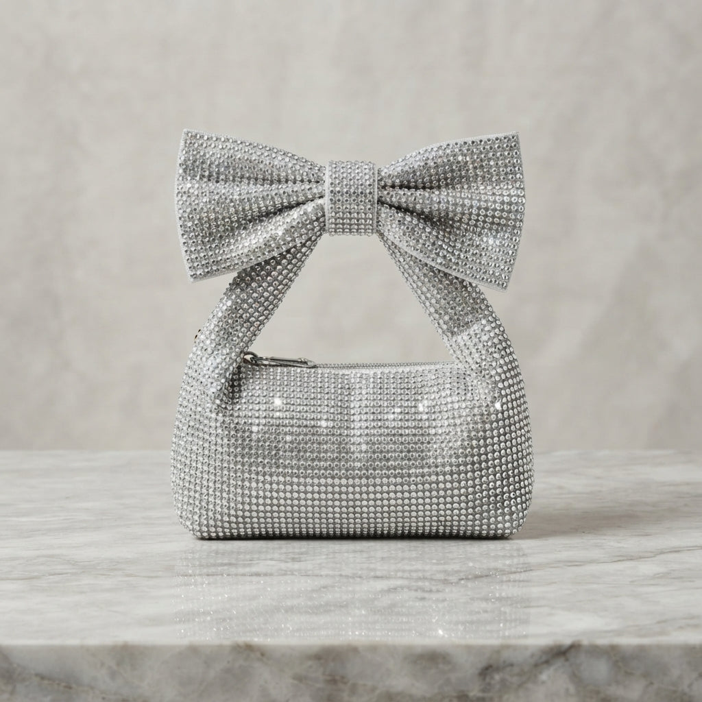 Glamorous Crystal Bow Rhinestone Evening Handbag