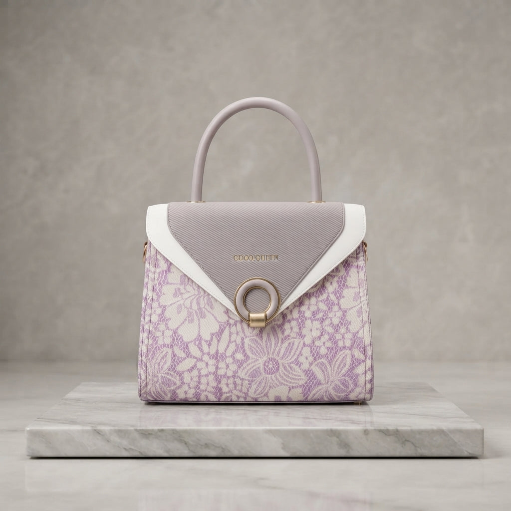 Coco Queen Floral Lace Envelope Flap Handbag with Ring Clasp