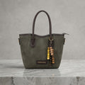 Vintage Suede Leatherette Tote Bag with Beaded Tassel Accent