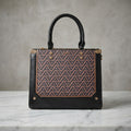 Elegant Geometric Print Structured Handbag