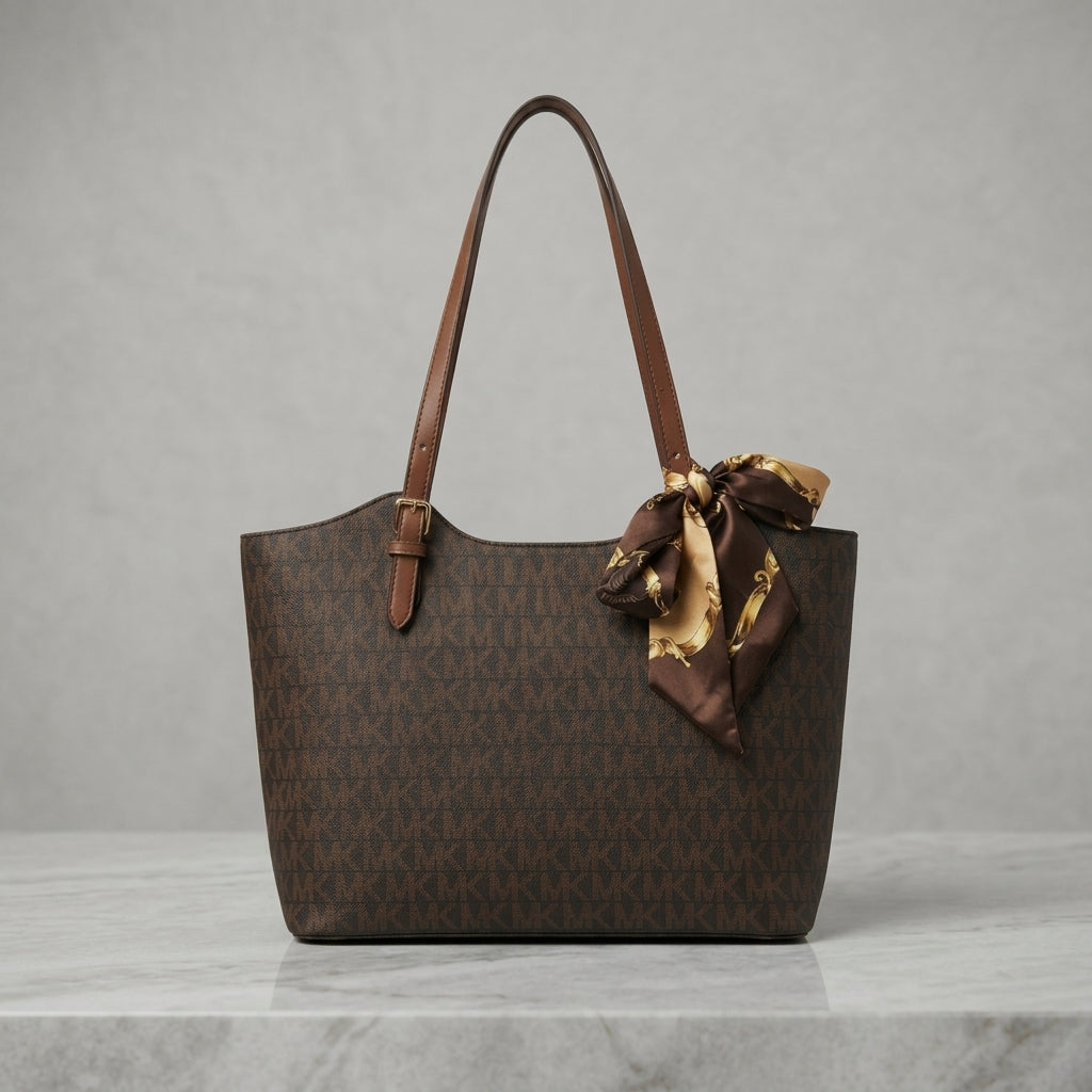 Signature Checkered Bow Tote Bag