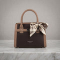 Elegant Structured Top-Handle Satchel Bag with Scarf Accent