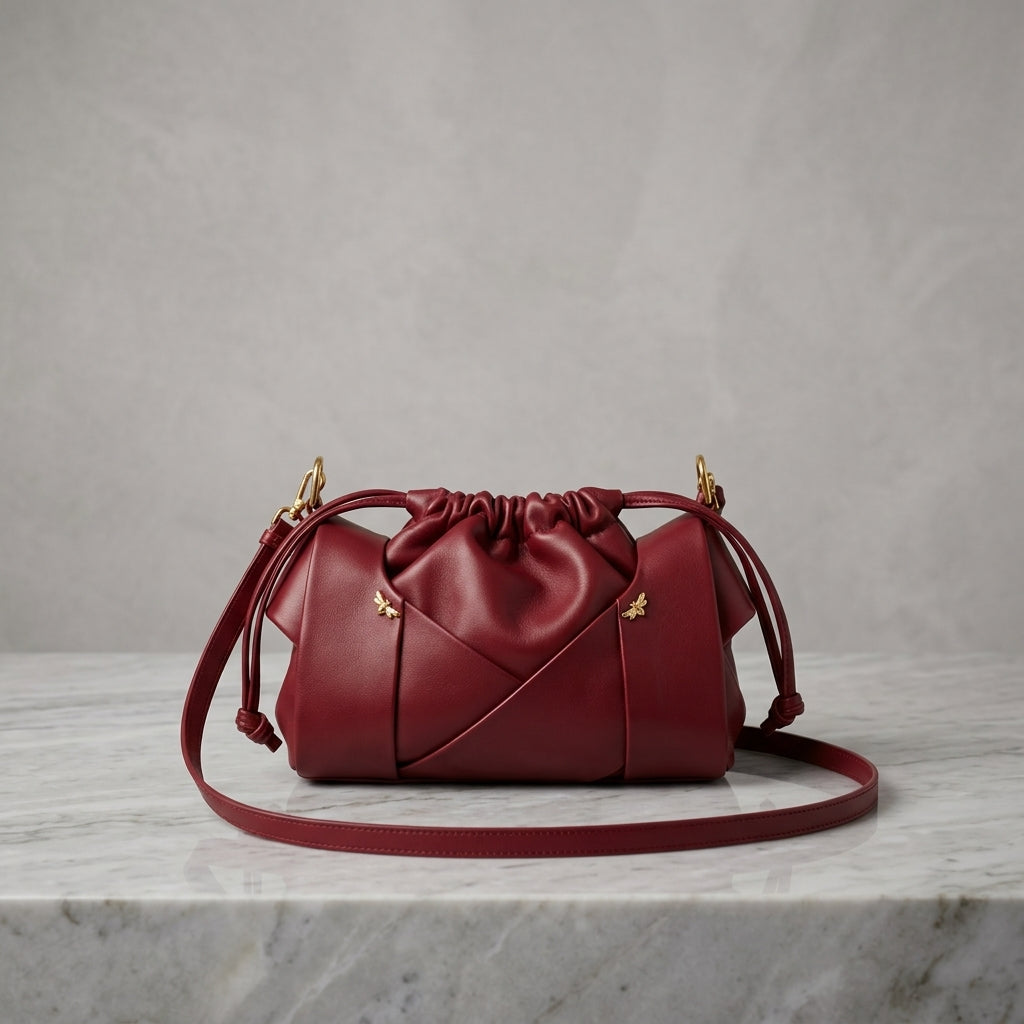 Metallic Ruched Pouch Crossbody Bag | Evening Clutch Purse