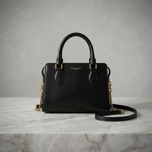 Classic Structured Leatherette Satchel Bag