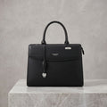 Cognac Tan Flap Satchel Bag with Top Handle & Knotted Tassel Charm - Women Classic Handbag