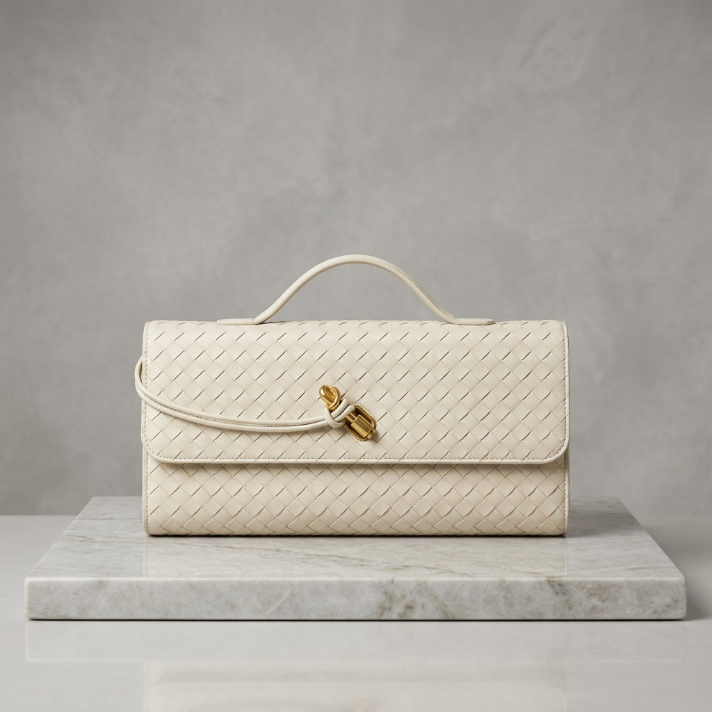 Woven Leatherette Envelope Clutch