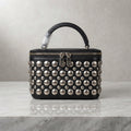 Chic Metal Studded Vanity Box Bag with Top Handle