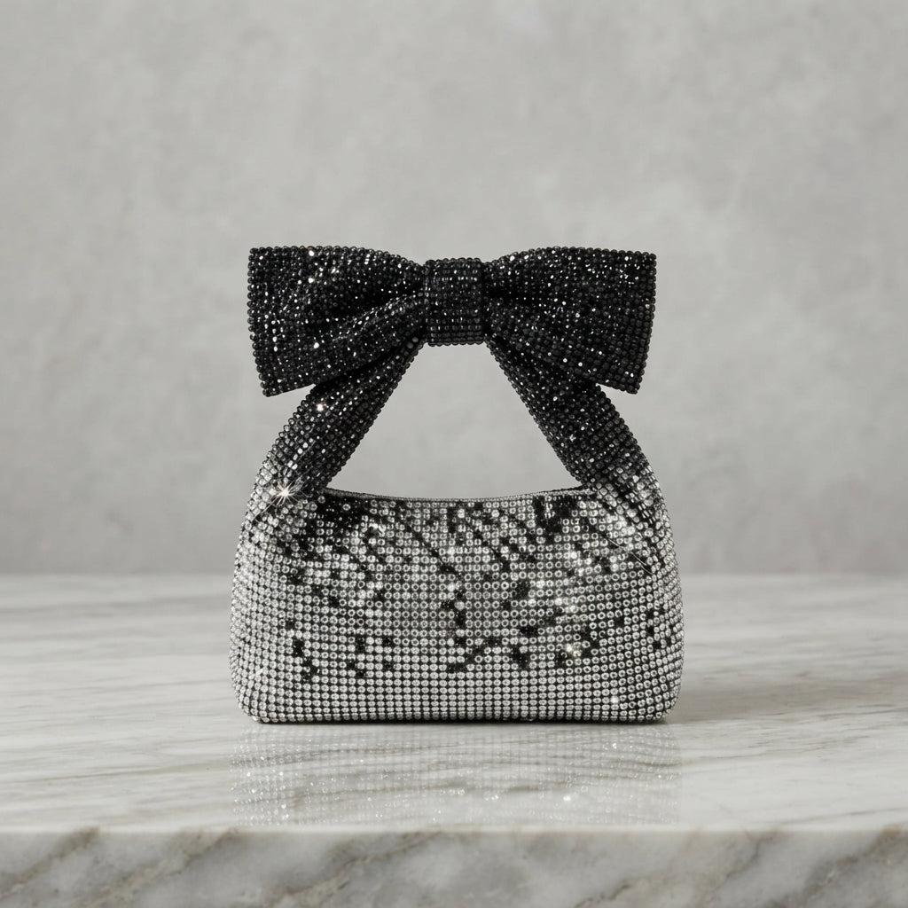 Glamorous Crystal Bow Rhinestone Evening Handbag