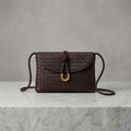 Woven Leatherette Crossbody Bag – Flap Shoulder Bag with Knot Detail