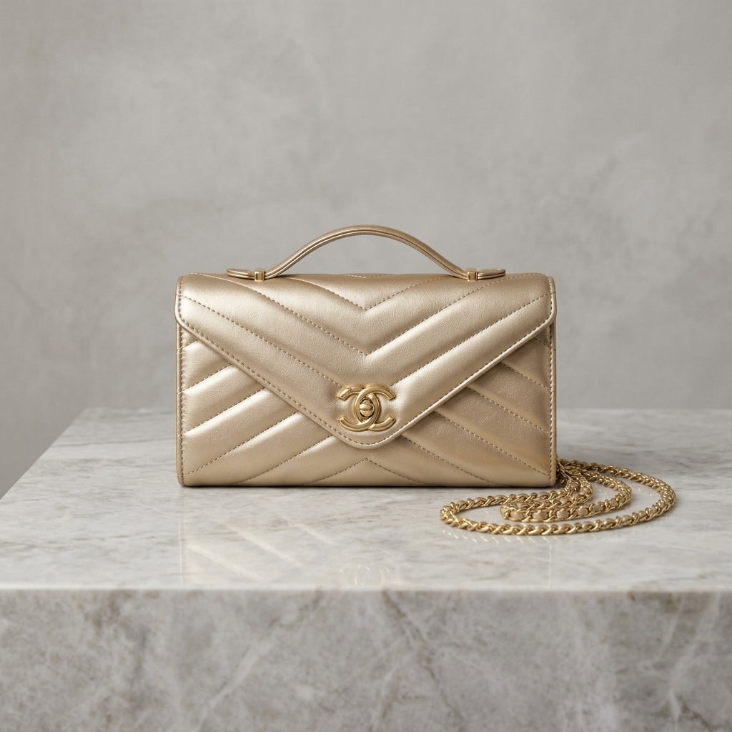 Quilted Envelope Chain Wallet & Clutch Bag