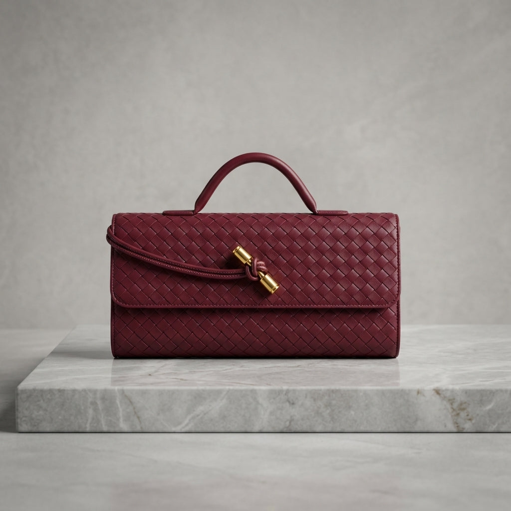 Woven Leatherette Envelope Clutch