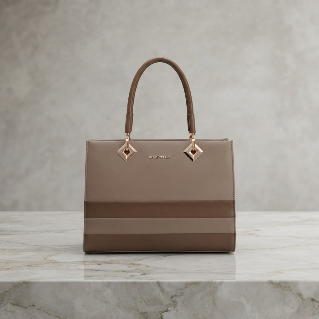 Beauty Bella Two-Tone Color-Block Structured Tote Bag