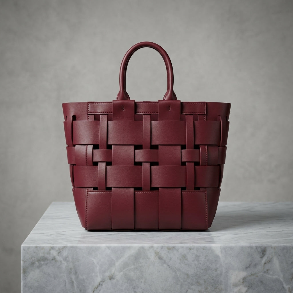 Woven Vegan Leather Tote Bag | Top-Handle Handbag