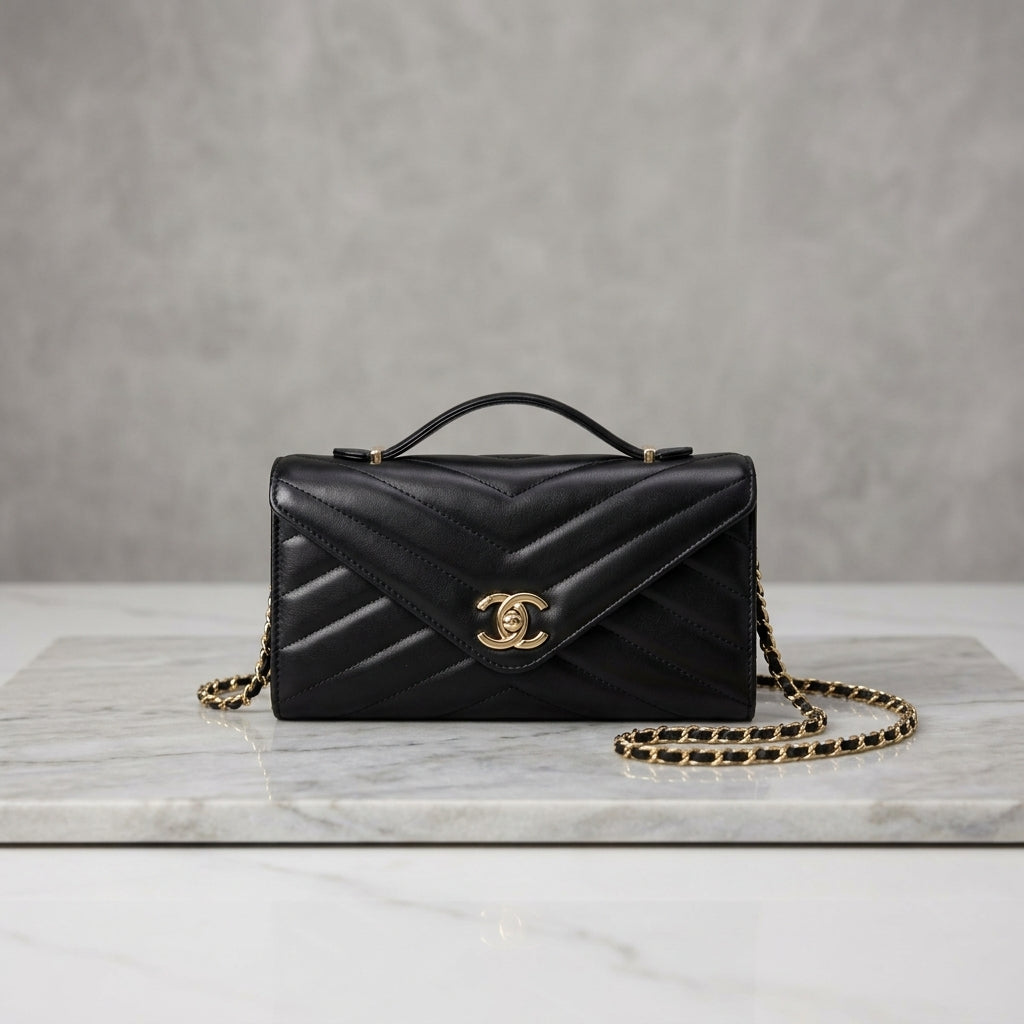 Quilted Envelope Chain Wallet & Clutch Bag