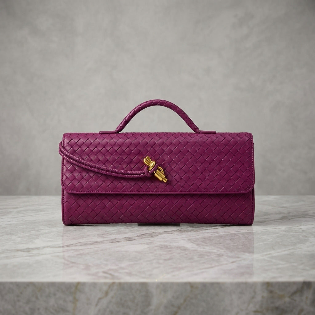 Woven Leatherette Envelope Clutch