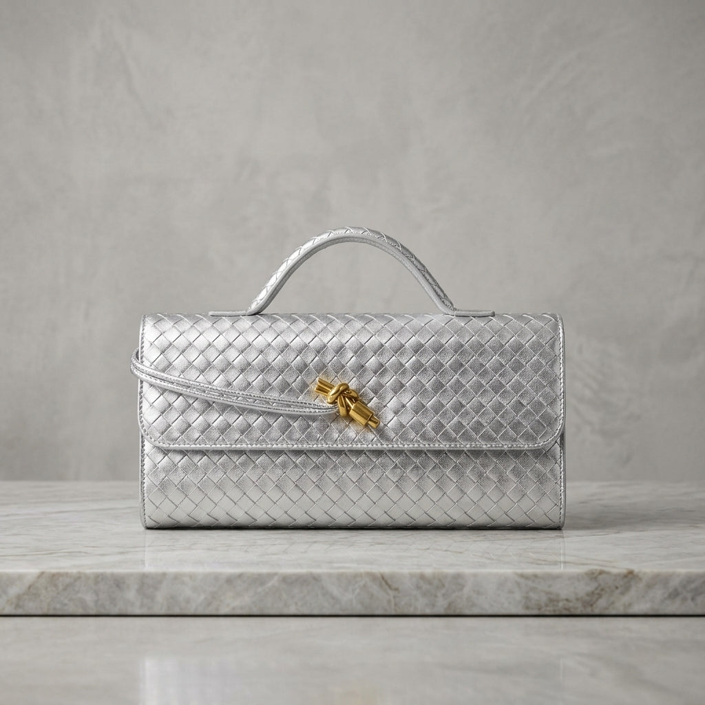 Woven Leatherette Envelope Clutch