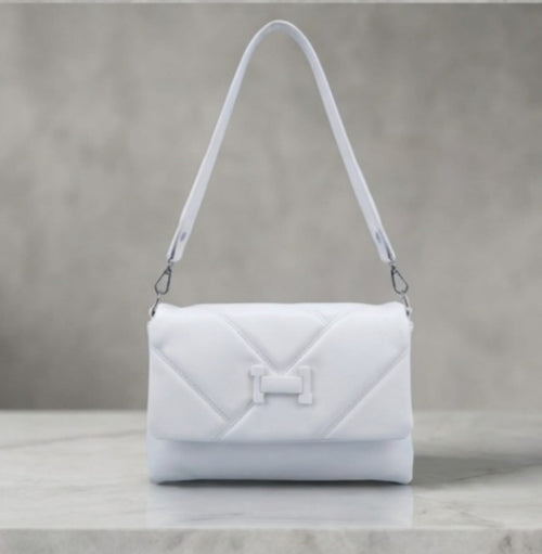 Blush Pink Geometric Quilted Flap Shoulder Bag with Matte Buckle
