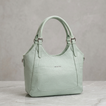 Mint Green Textured Leather Hobo Shoulder Bag – Pastel Bucket Handbag