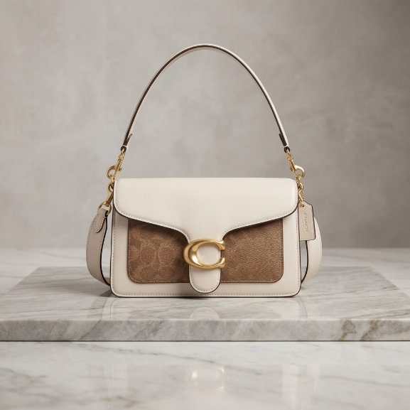 Classic Cognac Monogram Shoulder Bag with Gold Hardware