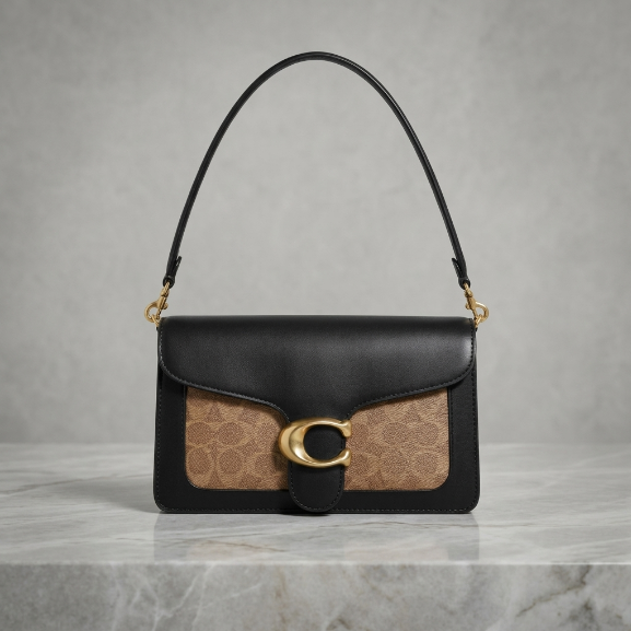Classic Cognac Monogram Shoulder Bag with Gold Hardware