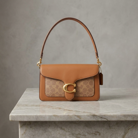 Classic Cognac Monogram Shoulder Bag with Gold Hardware