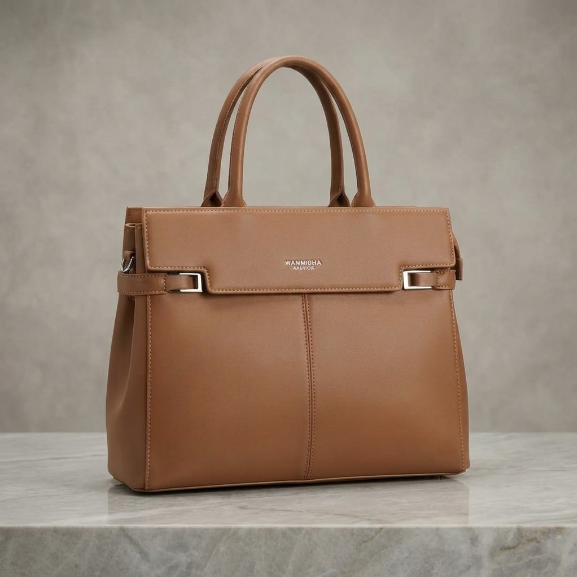 Elegant Blush Pink Leather Top Handle Satchel Bag